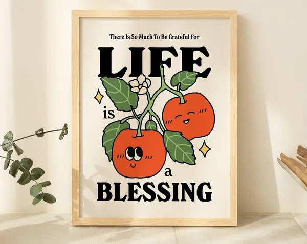 Retro Fruit Blessing Affirmation Art Print