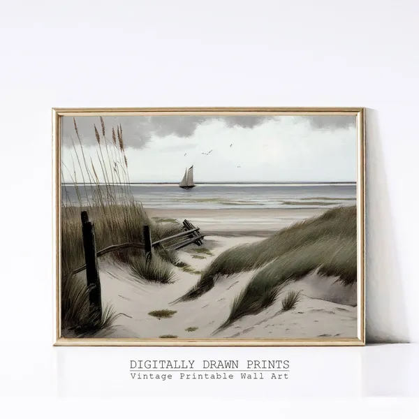 Vintage Coastal Wall Print, Beach House Decor