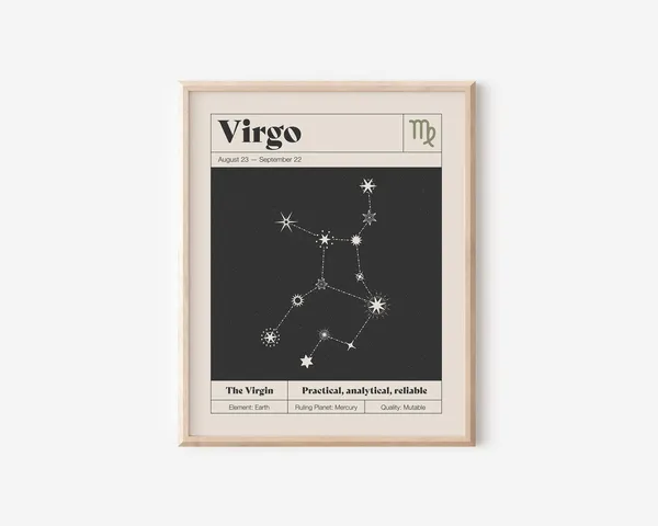 Virgo Star Constellation Art Print, Zodiac Poster