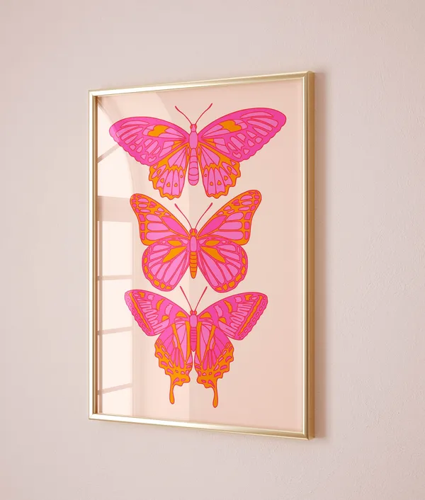 Butterfly Maximalist Wall Art, Preppy Room Decor