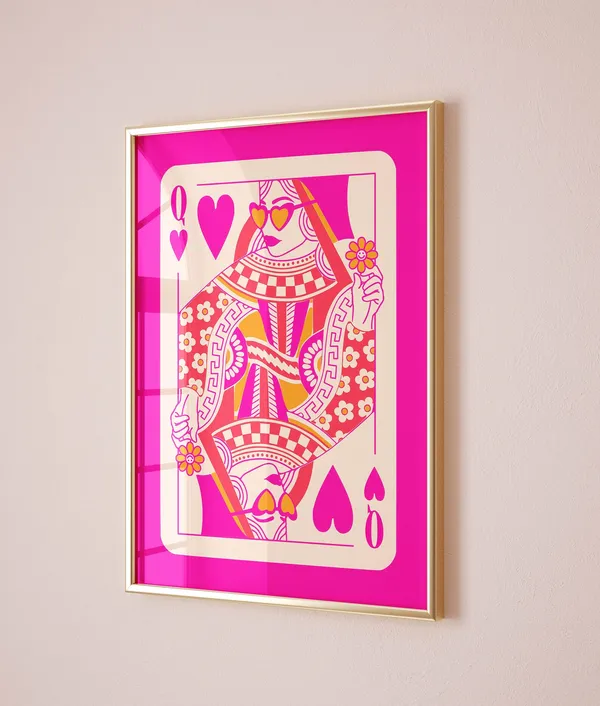 Queen Of Hearts Funky Maximalist Art Print