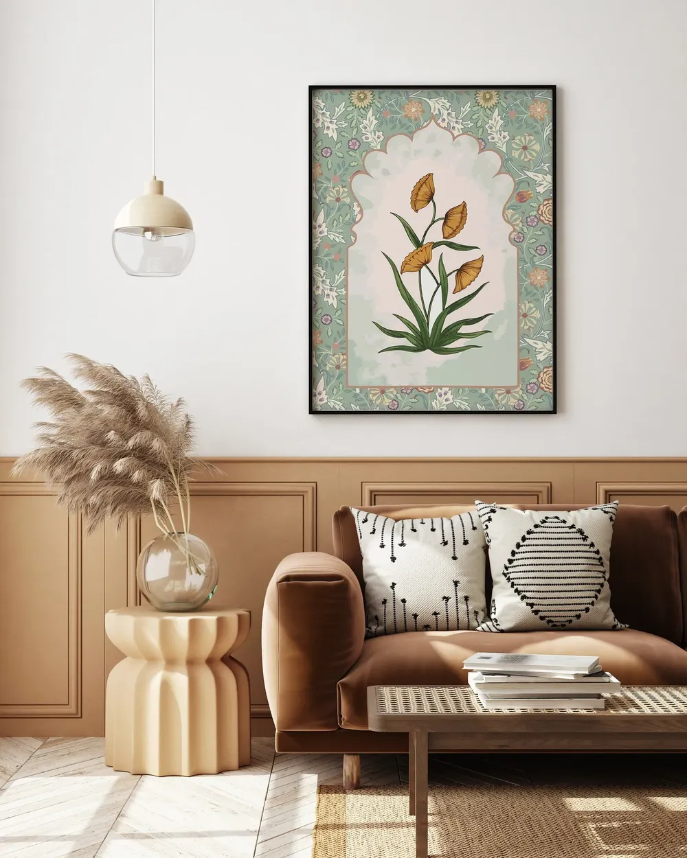 Indian Folk Art Mughal Floral Art Print - Image 3