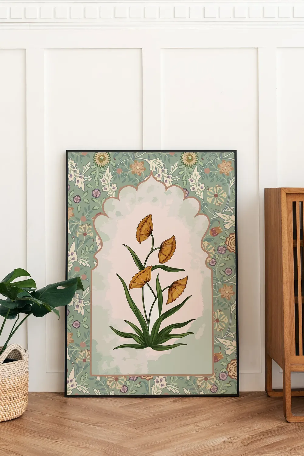 Indian Folk Art Mughal Floral Art Print - Image 2
