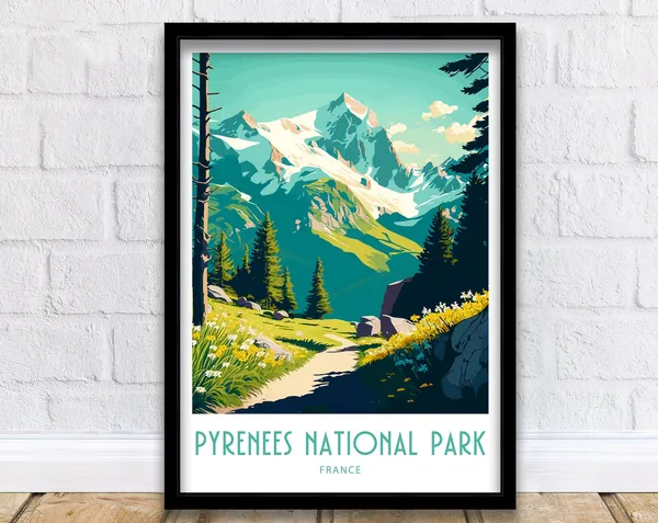 Pyrenees National Park Travel Poster, Home Decor