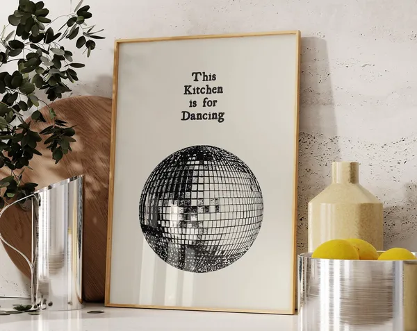 Vintage Kitchen Decor Disco Ball Poster Print