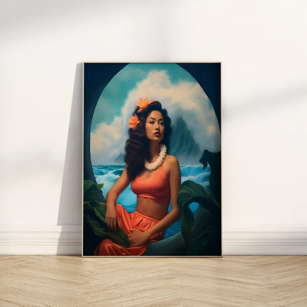 Hawaiian Woman Art Print, Original Hawaii Painting