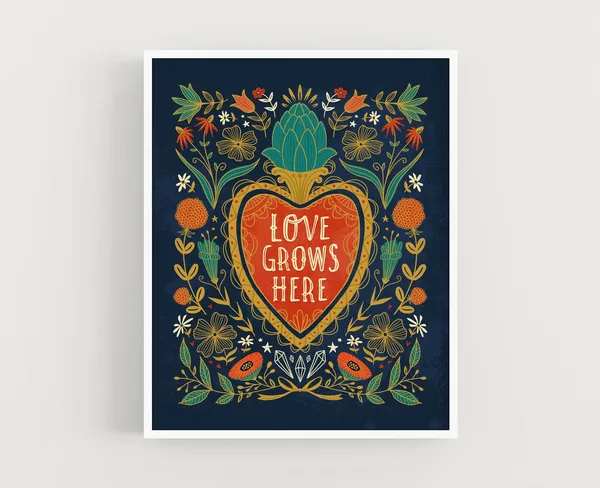 Love Grows Here, Family Home Wall Art Print for the Home