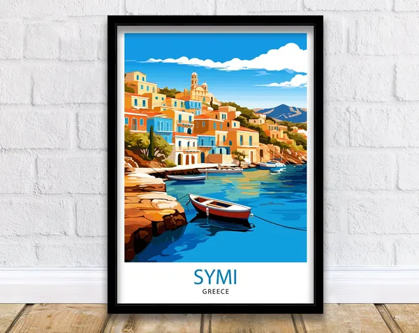 Symi Greece Travel Poster, Greek Island Wall Decor