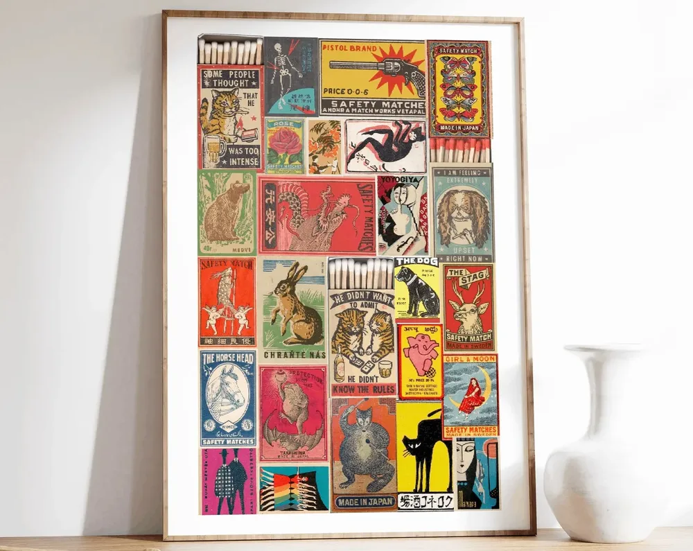 Vintage Matchbox Collage - Retro Art - Image 3