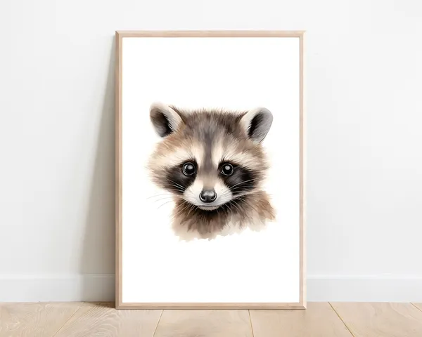 Raccoon Nursery Art Print, Woodland Animal Print