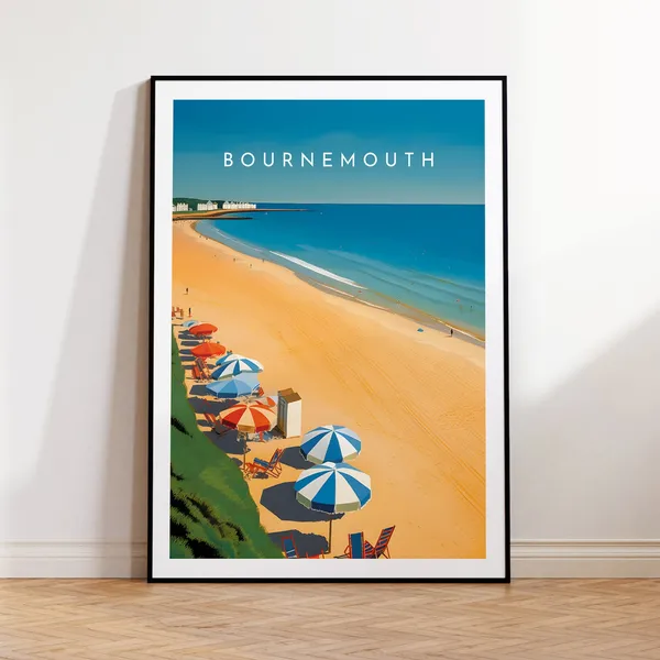 Bournemouth Travel Poster, England Home Decor Print