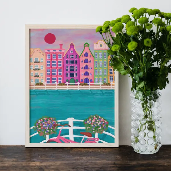 Amsterdam Print, Vintage Europe Travel Poster