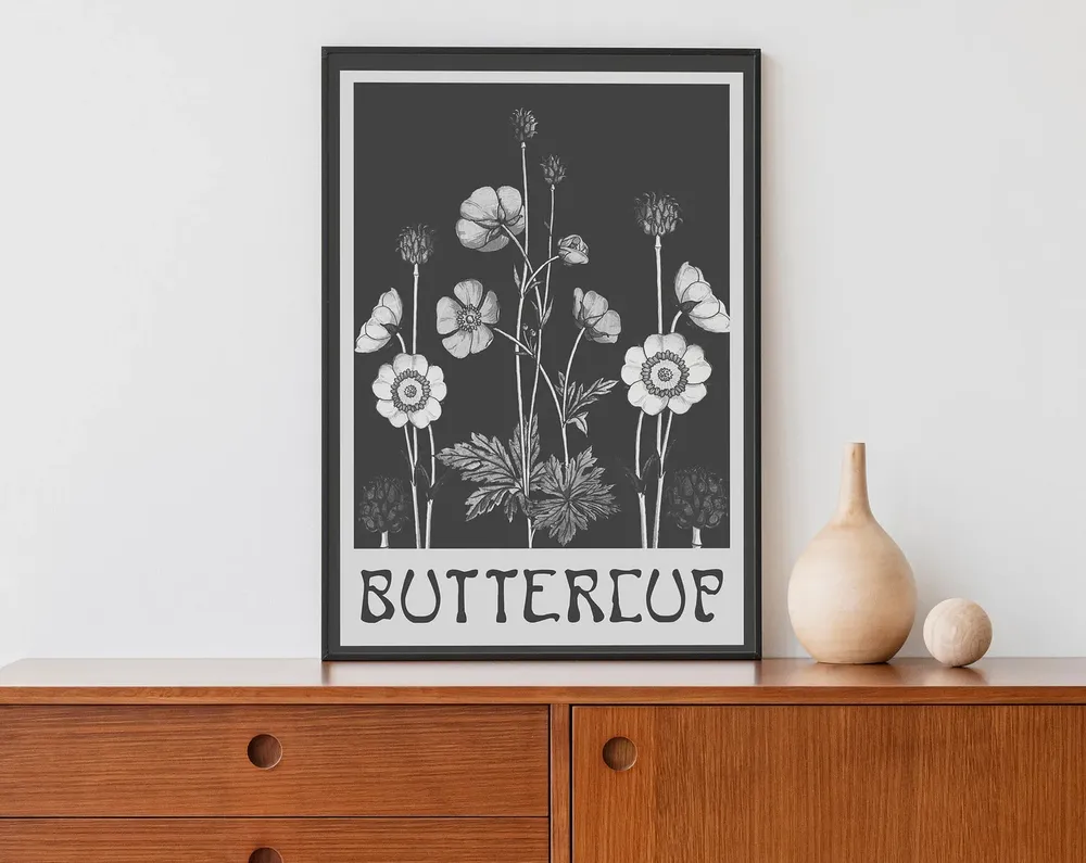 Art Nouveau Buttercups Vintage Bohemian Art Print