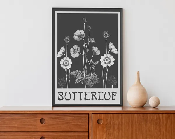 Art Nouveau Buttercups Vintage Bohemian Art Print