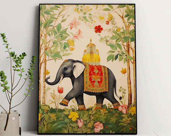 Indian Vintage Palace Elephant Art Print