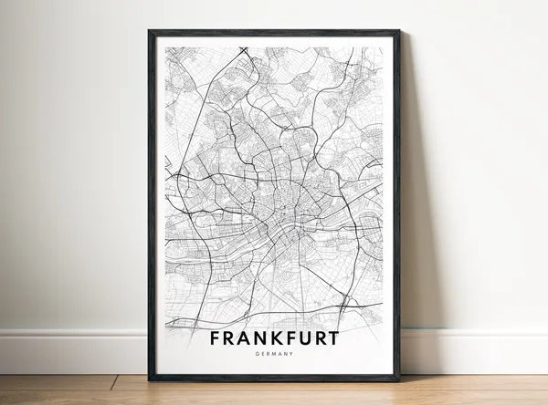 Frankfurt Map Print, Germany Travel Poster