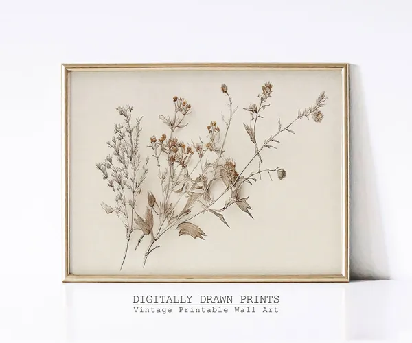 Vintage Botanical Sketch, Floral Drawing Art Print