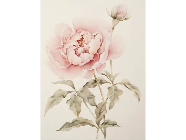 Peony Watercolor Botanical Floral Art Print