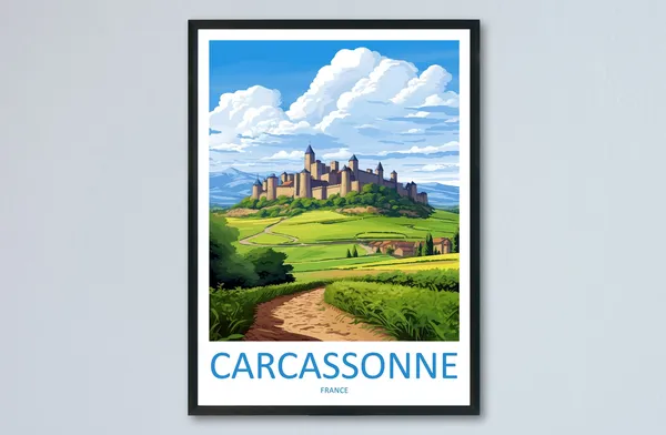 Carcassonne Travel Poster, France Place Print