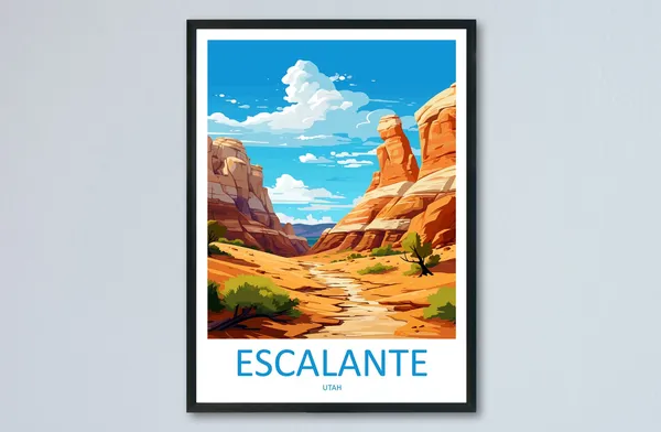 Escalante Travel Poster, Utah Art Lover Gift