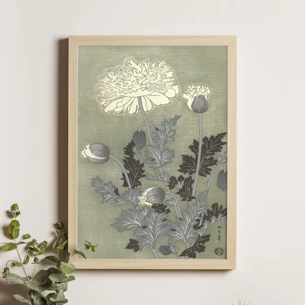 Poppies Asada Benji Ukiyoe Art Print, Vintage