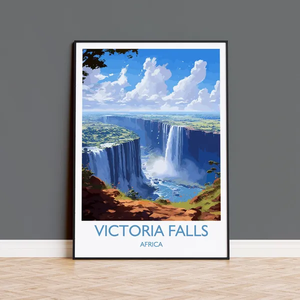 Victoria Falls Travel Poster, Zimbabwe Africa