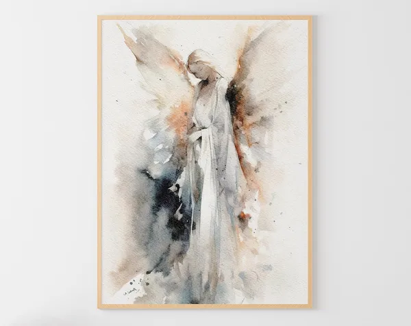Guardian Angel Watercolor Abstract Angel Art Print