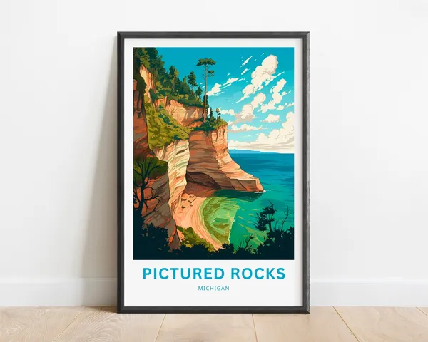 Pictured Rocks Travel Poster, Michigan Wall Art