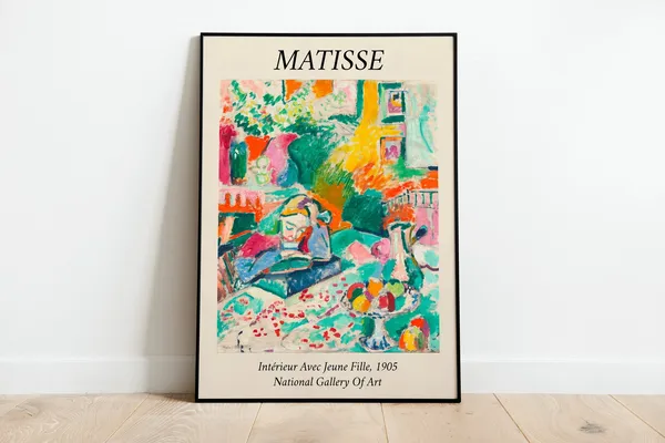 Matisse Girl Reading Vintage Flowers Art Print