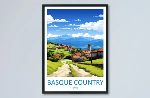 Basque Country Travel Poster, Spain Wall Art Print