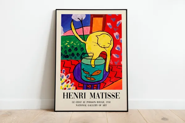 Matisse Cat With Red Fish Vintage Art Print