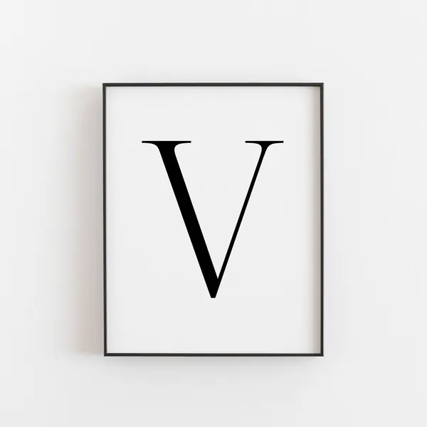 Letter V Minimalist Typography Art Print