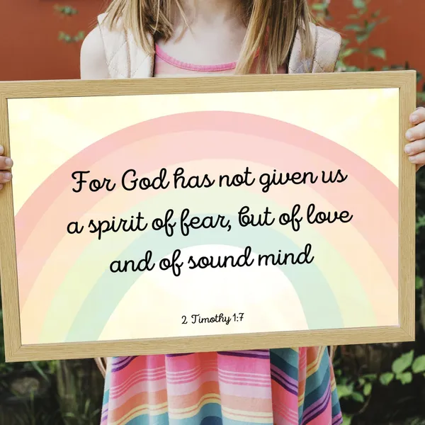2 Timothy 1:7 Bible Verse Rainbow Sunshine Wall Art