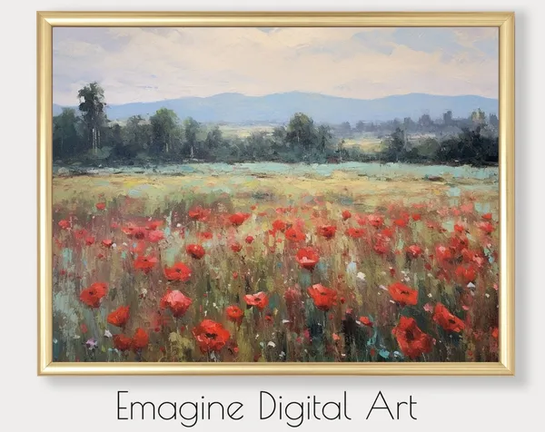 Vintage Field Of Red Poppies Art Print