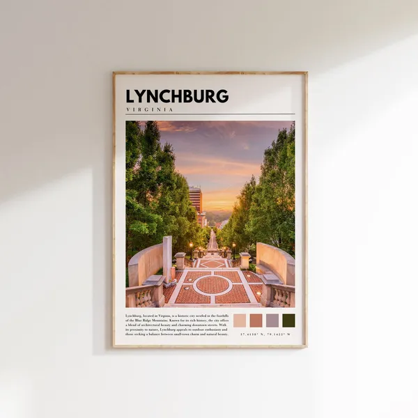 Lynchburg Virginia Travel Poster, City Wall Art