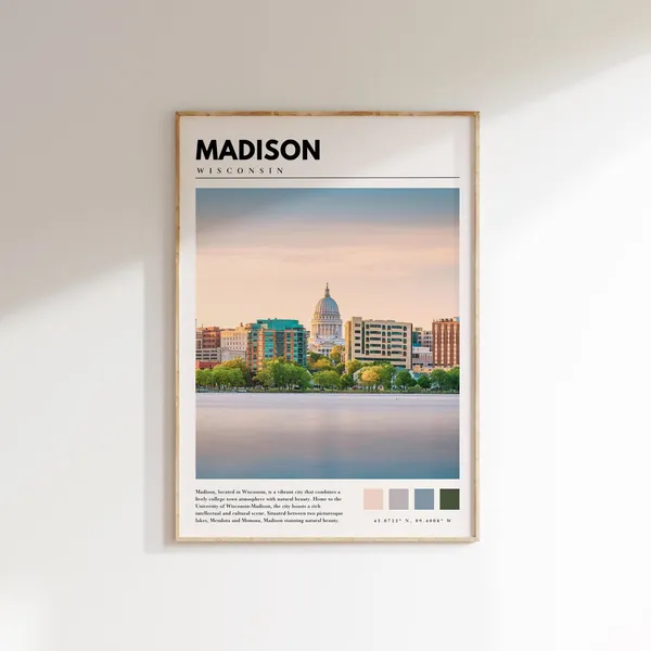 Madison Wisconsin Travel Poster, City Wall Art Print