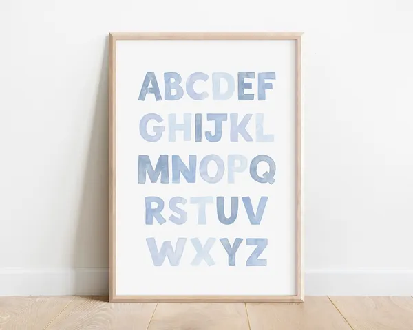 Baby Blue Alphabet Poster, Nursery Educational Print
