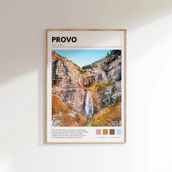 Provo Utah Travel Poster, City Wall Art Print