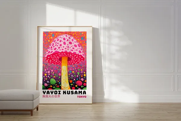 Yayoi Kusama Abstract Art Print, Japandi Style