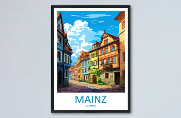 Mainz Travel Poster, Germany Home Decoration