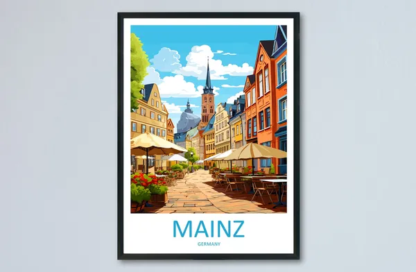 Mainz Travel Poster, Germany Wall Art Print