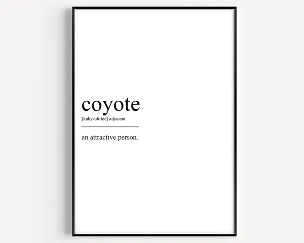 Coyote Definition Art Print, Typographic Study