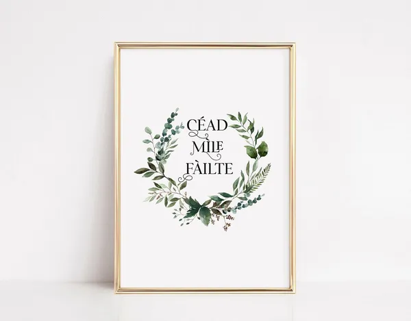 Céad Míle Fáilte Irish Poster, Gaelic Wall Art