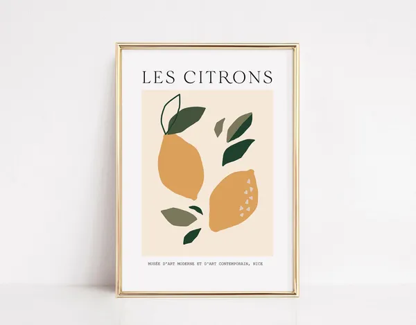 Lemon Print, Citrus Fruit Art for Kitchen Decor