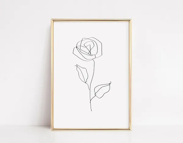 Rose Line Drawing, Minimalist Floral Art Print