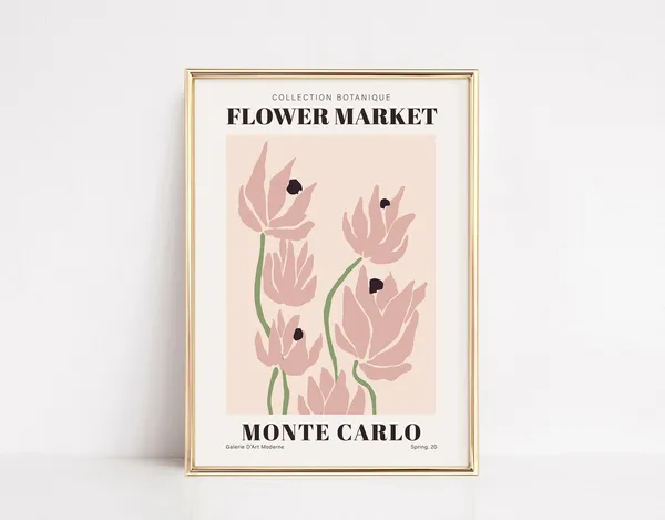 Monte Carlo Flower Market Retro Art Print