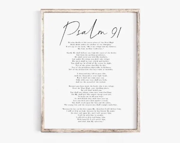 Psalm 91 Bible Verse Scripture Wall Art Print