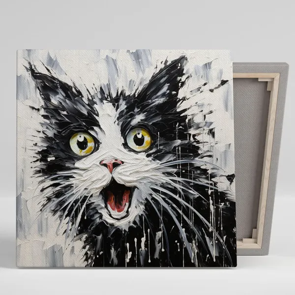 Black and White Cat Minimalist Art Print, Kids Decor