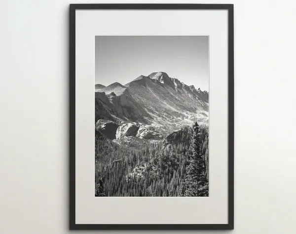 Rocky Mountain National Park Travel Poster, Black White