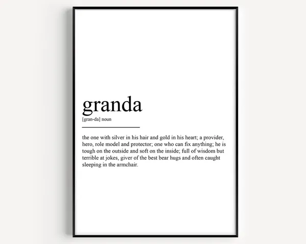 Granda Definition Art Print, Typographic Wall Art